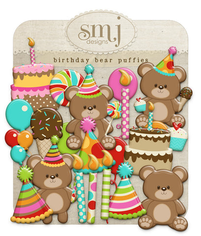 Birthday Bear Puffies